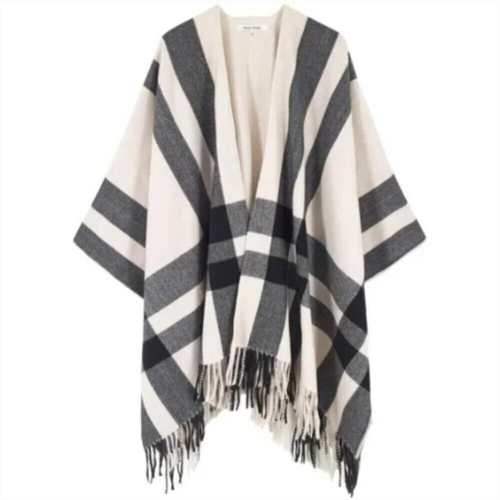 NWT Moss Rose Women's Warm Shawl Wrap Beige Check One Size